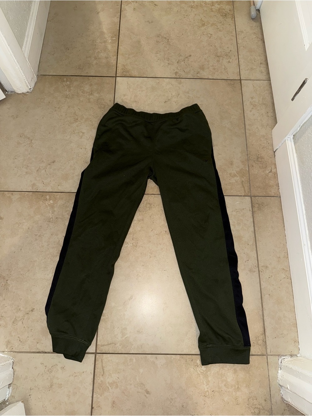 Olive Green Joggers with Black Side Stripe